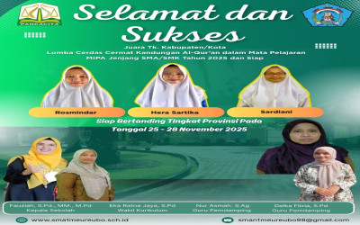 Juara TK. Kabupaten Lomba Cerdas Cermat Kandungan AlQur’an dalam Mata Pelajaran MIPA Jenjang SMA/SMK Tahun 2025